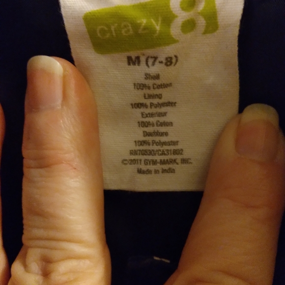 🔴3/$10🔴 Crazy 8 girls sz 7-8 Navy polka-dot jacket - Picture 9 of 9